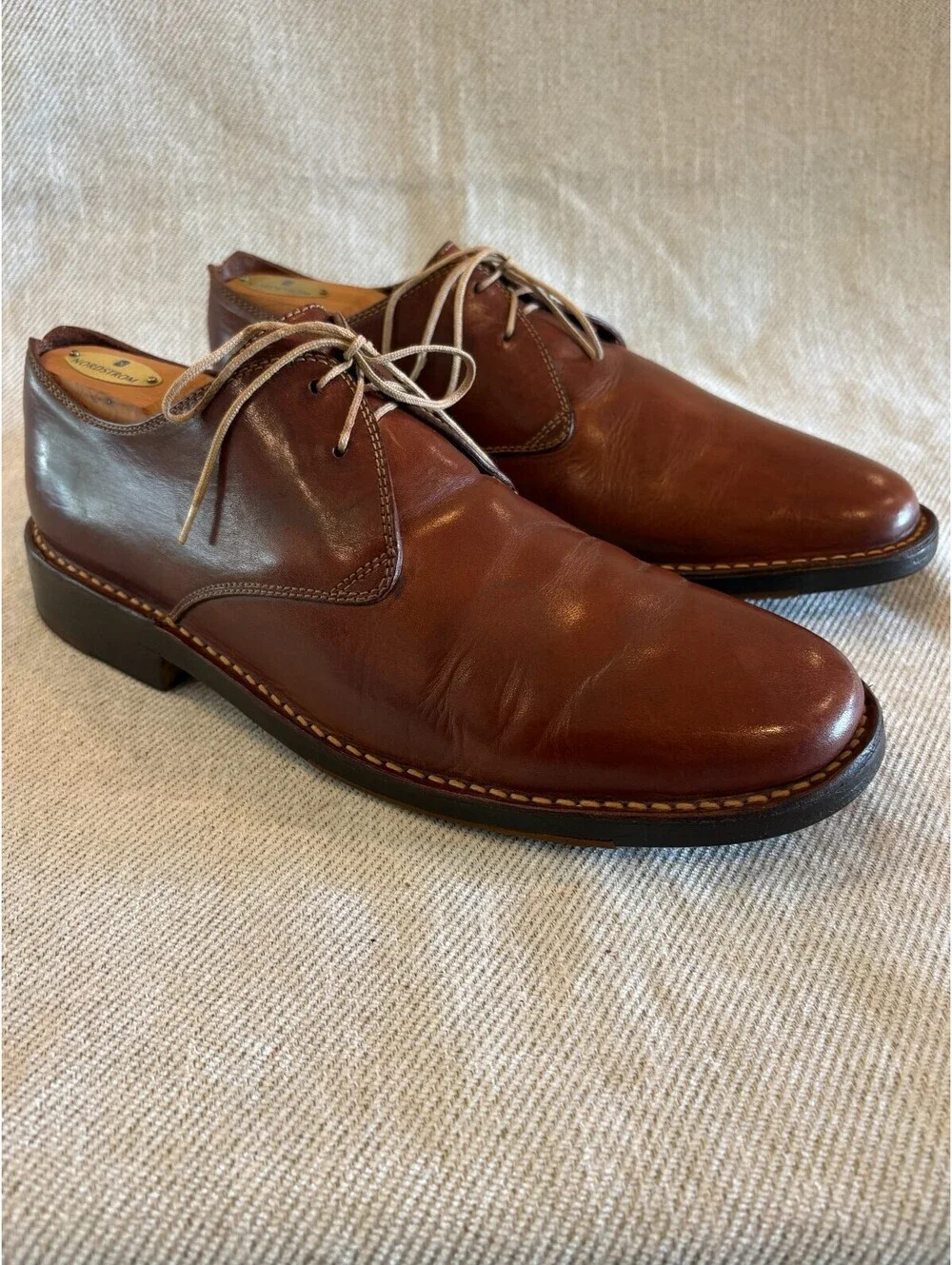 Cole Haan Country Cognac Brown Leather Plain Toe Derby Mens 10.5 M C02175